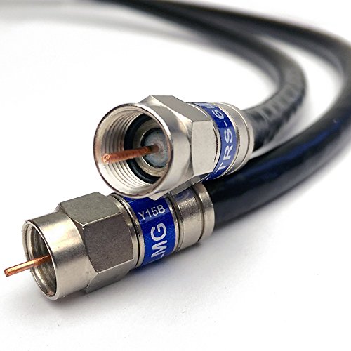 PHAT SATELLITE INTL Quad Shield Solid Copper 3GHZ RG-6 Coaxial Cable (DIRECTV Satellite TV or Broadband Internet) Weather Seal Anti Corrosion Brass Connector RG6 Fittings Made in USA 100ft