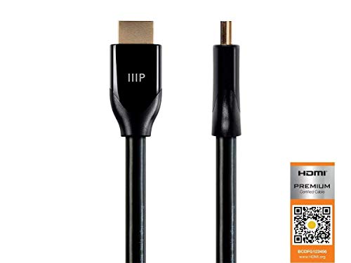 Monoprice Certified Premium HDMI Cable - 4K@60Hz, HDR, CEC, 21:9 18Gbps, YUV 4, 28awg, 10 Feet, Black