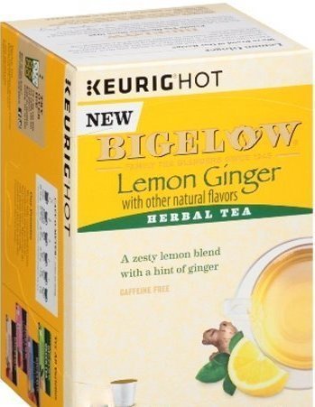 Book Cover Bigelow Lemon Ginger Herbal Tea K-Cup Pods (18 k-cups)