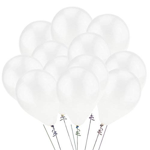 K KUMEED 100 pcs White Balloons 10 inch Party Latex Balloons 180g/bag Pearl White