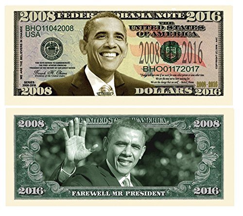 Barack Obama 2008-2016 Commemorative Dollar Bill in Currency Holder - Best Gift for Barack Obama Fans