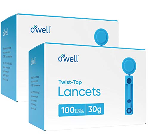 O'WELL Twist Top Lancets, 30 Gauge | for Blood Glucose & Keto Testing | 2 Boxes of 100 Sterile Lancets