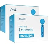 O Well Twist Top Lancets, 30 Gauge | for Blood Glucose & Keto Testing | 2 Boxes of 100 Sterile Lancets