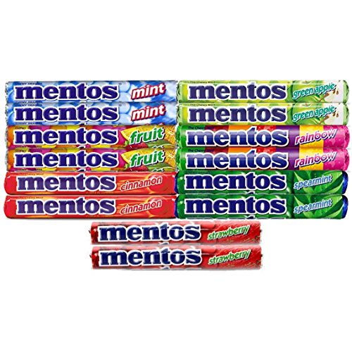 Book Cover Mentos ,(2 Of Each Flavor) The Chewy Mint Sampler/Bundle - Mint, Cinnamon, Strawberry, Spearmint, Green Apple, Fruit and