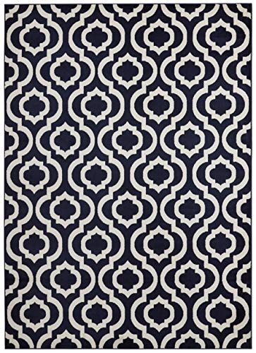 Diagona Moroccan Trellis 5X7 Area Rug, 63" W x 83" L, Navy/Ivory
