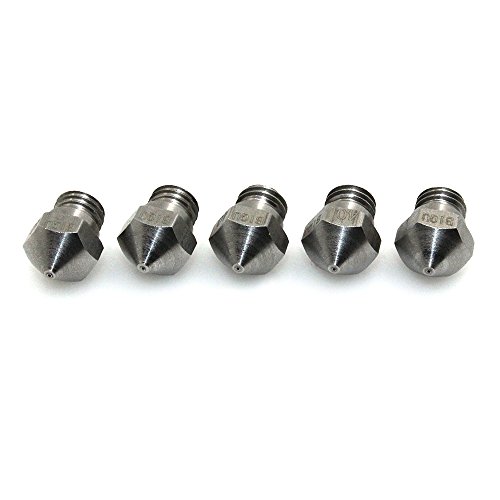 BIQU Upgrade Wear Resistant MK10 Nozzles M7 0.4mm Threaded Stainless Steel Nozzle Extrusion Head (Pack of 5pcs)