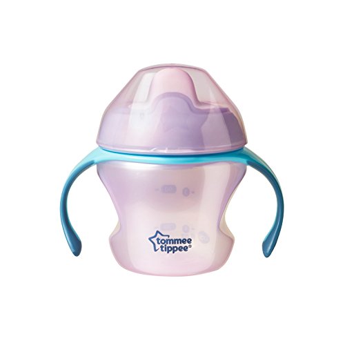Book Cover Tommee Tippee Closer to Nature First Sips Transition Cup, BPA-Free, 4+ Months, Non-Spill, Pink, 5 Ounce, 1 Count