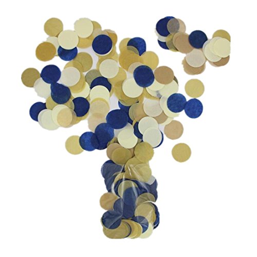 Mybbshower Navy Gold Paper Circle Wedding Confetti for Bridal Shower Engagement Decoration Table Scatter Pack of 2800