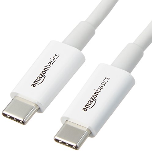 Book Cover Amazon Basics USB Type-C to USB Type-C 2.0 Charger Cable - 9-Foot, White