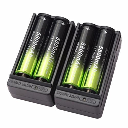 Book Cover 4X 5800mAh Li-ion 18650 3.7V Rechargeable Battery + 2X Smart Charger