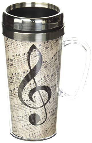 Book Cover Spoontiques Music Insulated Travel Mug, 14 ounces, Multi