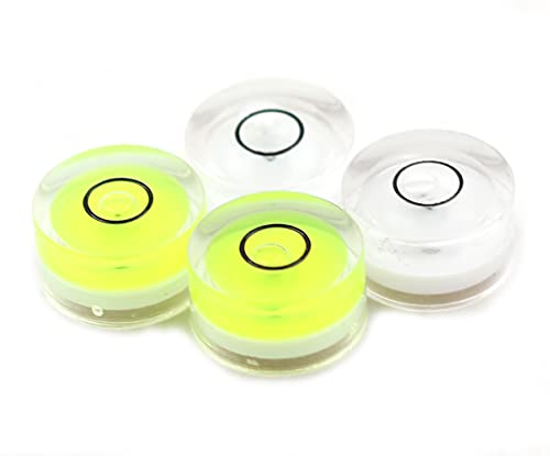 Driak 4 Pieces 15x8mm/0.6"x0.31" Plastic Vial Acrylic Housing Round Green and White Colour Mini Spirit Level Bubble Mini Bullseye Level Mini Tripod Level Tool Can Use for All Kinds of Miniature Level