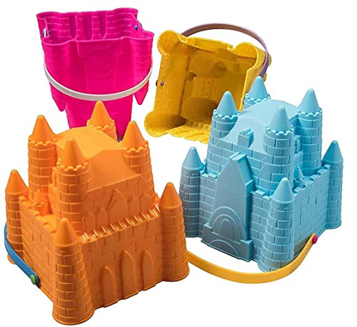 Sand Castle Molds for Kids Set of 4 | Sand Castle Building Kit Beach Toys | Gift Toy for Kids Aged 1 to 9 - Beach Sand Toys Set | Kids Sand Toys Beach Buckets