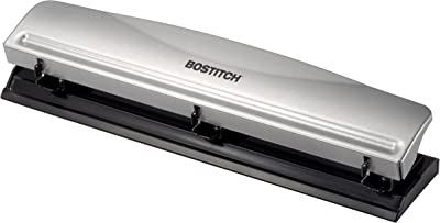 Bostitch Office HP12 3 Hole Punch, 12 Sheet Capacity, Metal,Silver