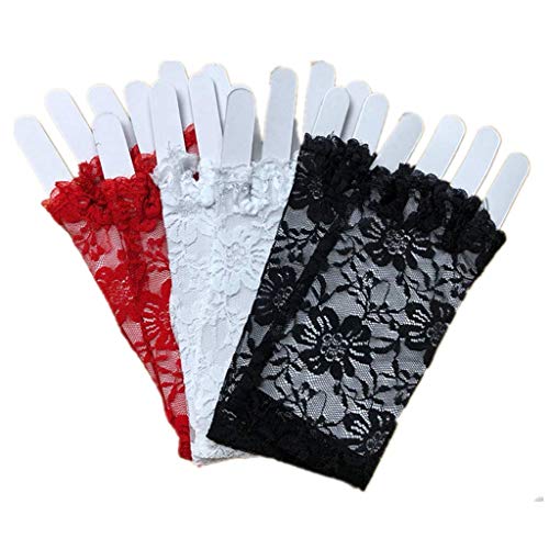 DreamHigh Women Wrist Length Lace Half Finger Gloves