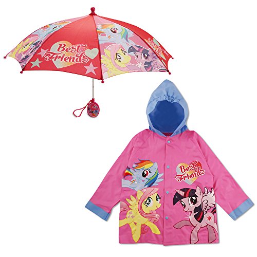 Hasbro Little Girls My Little Pony Slicker and Umbrella Rainwear Set, Age 2-7
