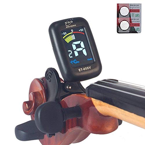 ENO MUSIC Professional Violin Viola Tuner, Colorful LCD Display Easy Control Clip on Accurate Violin Tuner