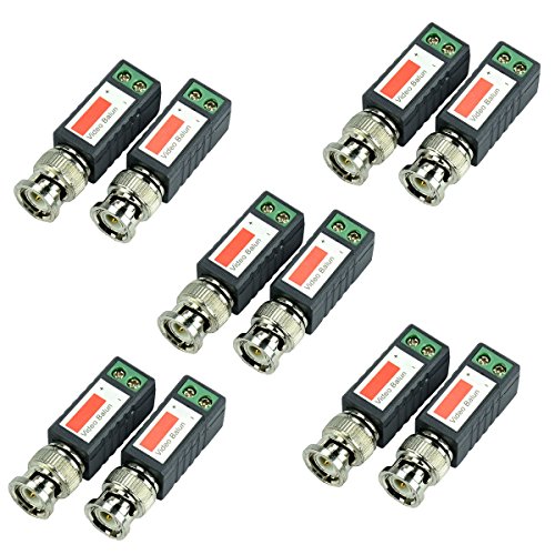 iSmart 5 Pair (10 Pcs) Mini CCTV BNC Passive Video Balun Transceiver for HD-TVI CVI AHD Analog 960H Camera IB1015