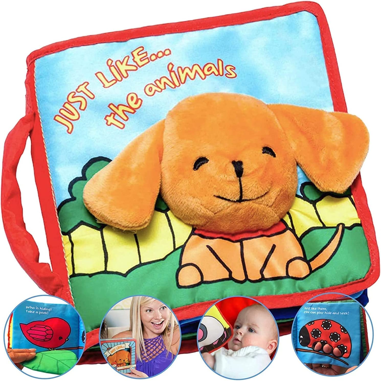 Book Cover ToBe ReadyForLife Soft Baby Book, Touch & Feel Crinkle Baby Toy for Infants, Baby Stroller Toy, Cloth Book for Babies & Infants, Baby Toys 6 to 12 Months (Just Likeâ€¦The Animals)