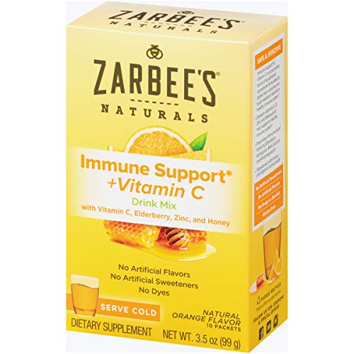Book Cover Zarbee's Naturals Immune Support* & Vitamin C Drink Mix with Zinc & Honey, Natural Orange Flavor, 0.35 Ounce (Pack of 10)