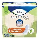 TENA Incontinence Pads, Bladder Control & Postpartum for Women, Ultimate Absorbency, Aloe and Vitamin E, Sensitive Care - 99 Count