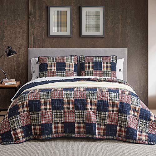 Book Cover Eddie Bauer Home | Madrona Collection | Bedding Set-100% Cotton Light-Weight Quilt Bedspread, Pre-Washed for Extra Comfort, Full/Queen, Red