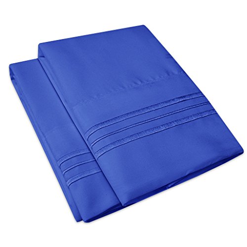 Book Cover 1500 Supreme Collection 2 Pack Bed Pillowcases - Luxury Embroidered Premium Softness and Wrinkle Resistant Breathable Additional Pillowcases for Bed Sheets - Standard, Royal Blue
