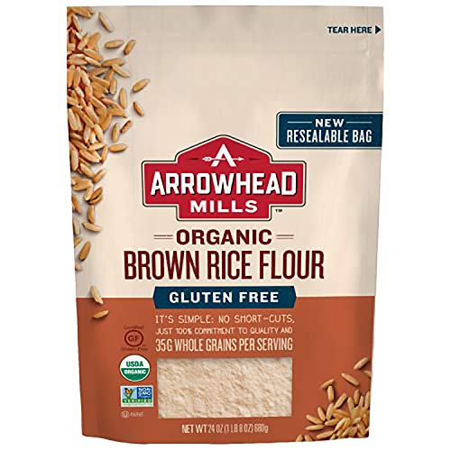 Arrowhead Mills Organic Brown Rice Flour, Gluten Free, 24 Ounce Bag (Pack of 6)