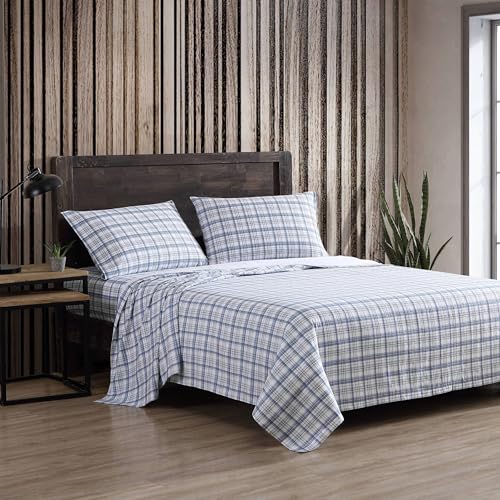 Eddie Bauer | Beacon Hill Collection | 100% Cotton Plaid Flannel Sheet, 3-Piece Bedding Set, Pre-Shrunk and Brushed for Ultra Soft and Cozy Feel, Twin, Ivory