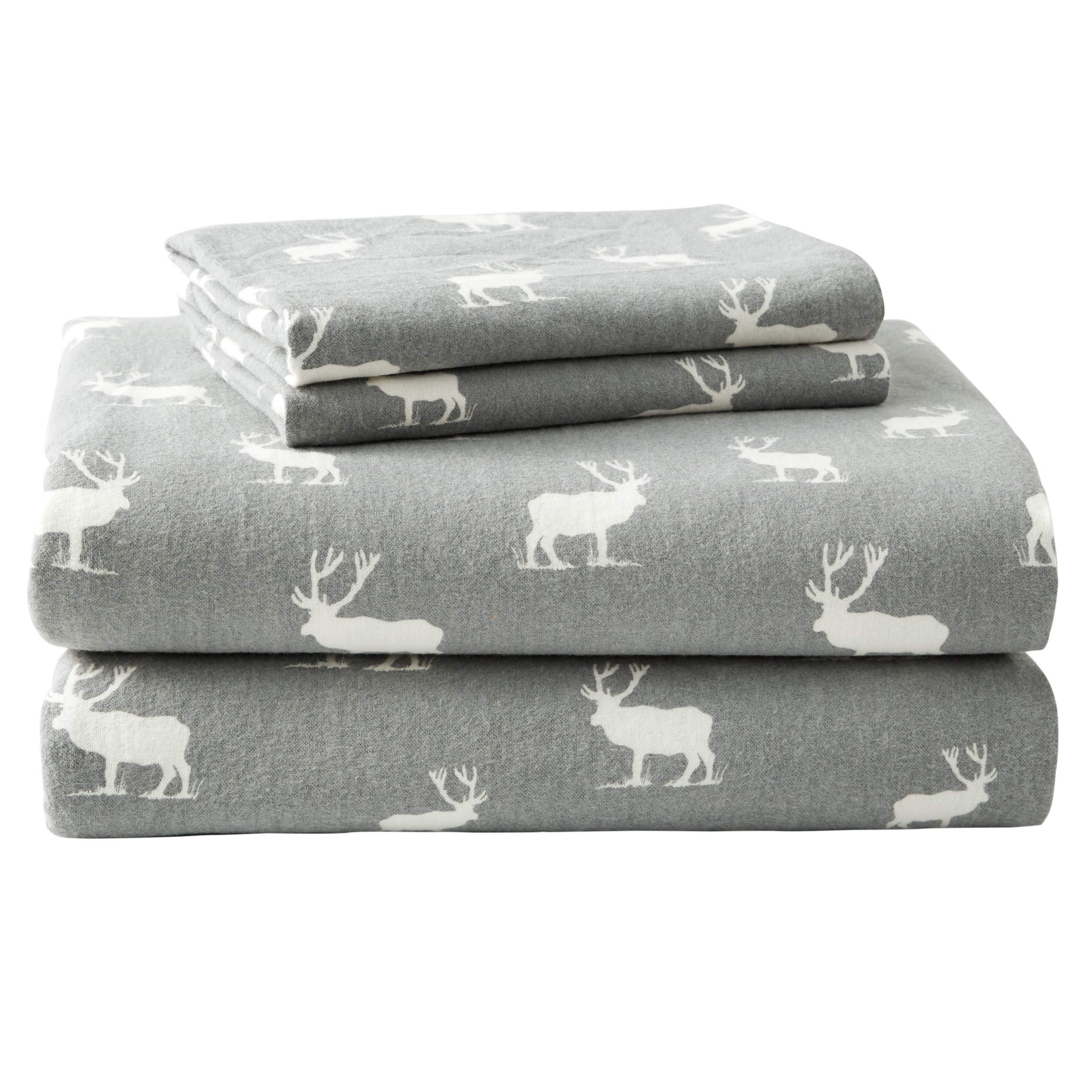 Eddie Bauer - Flannel Collection - Cotton Bedding Sheet Set, Pre-Shrunk & Brushed For Extra Softness, Comfort, and Cozy Feel, Queen, Elk Grove Elk Grove Queen Sheet Set