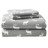 Eddie Bauer - Flannel Sheets Full Size, Anti-Pilling & Wrinkle Resistant Cotton, Touchably Soft for All-Season Comfort - Bed Sheets with Matching Pillowcases & Fitted Sheet (Elk Grove Grey)