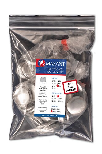 50 Buttons to Cover - Made in USA - Self Cover Buttons with Flat Backs Size 60 with Tool