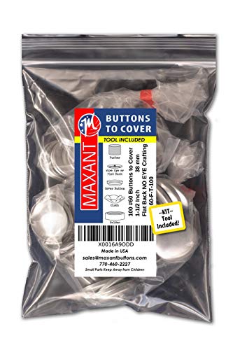 100 Buttons to Cover - Made in USA - Self Cover Buttons with Flat Backs - Size 60 with Tool