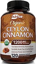 Book Cover NutriFlair Ceylon Cinnamon (Made with Organic Ceylon Cinnamon) 1200mg per Serving, 120 Capsules - Healthy Blood Sugar Support, Joint Support, Anti-inflammatory & Antioxidant - True Sri Lanka Cinnamon