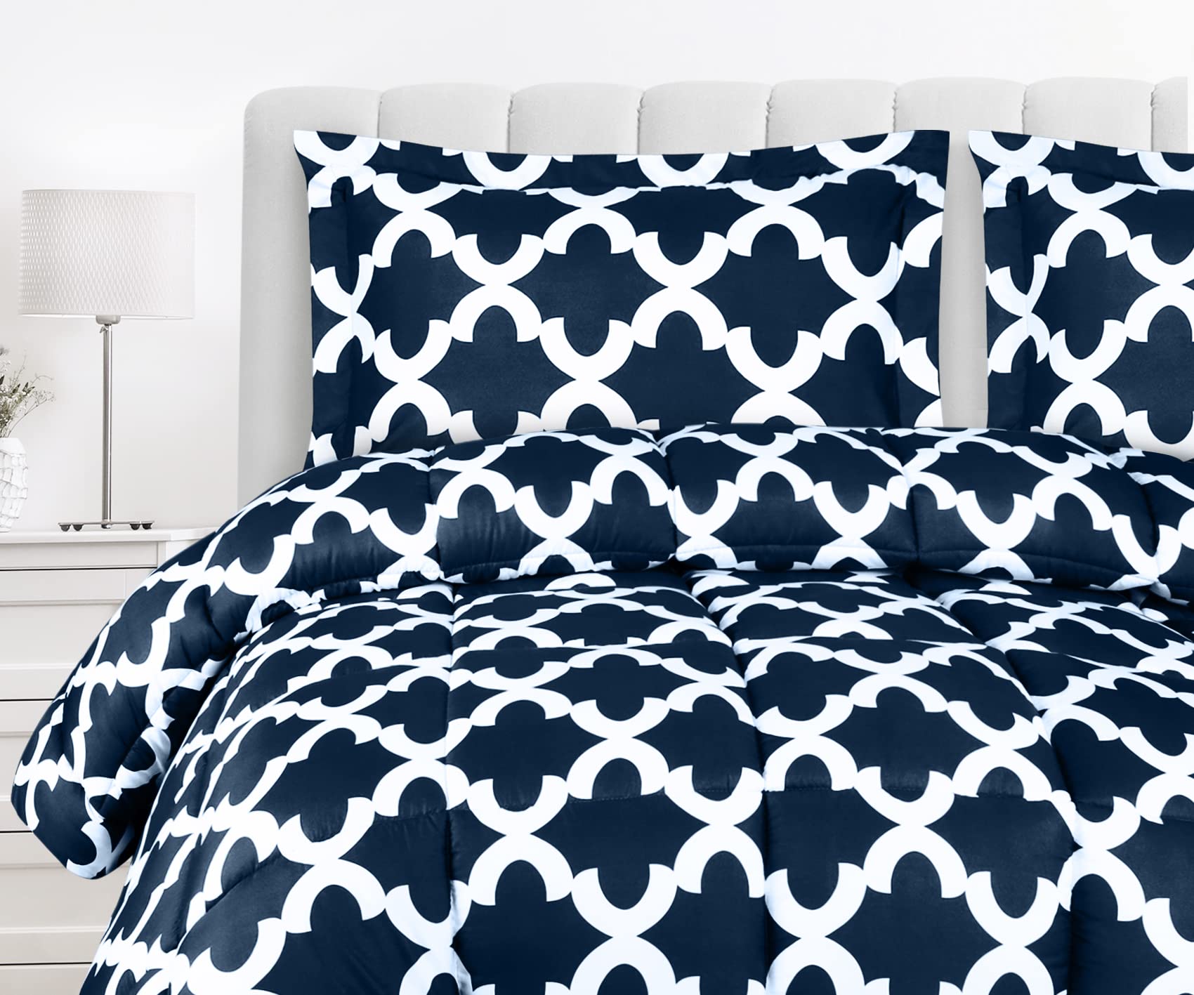 Book Cover Utopia Bedding Printed Comforter Set (King/Cal King, Navy) with 2 Pillow Shams - Luxurious Brushed Microfiber - Down Alternative Comforter - Soft and Comfortable - Machine Washable