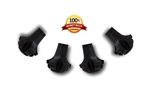 Extra durable replacement tips for trekking poles - 4 pack - Replacement paws, feet, and caps for most hiking poles. Replacement tips made from high quality vulcanized rubber