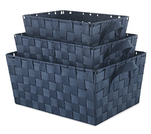 Book Cover Whitmor Woven Strap Storage Baskets S/3-Navy, Navy
