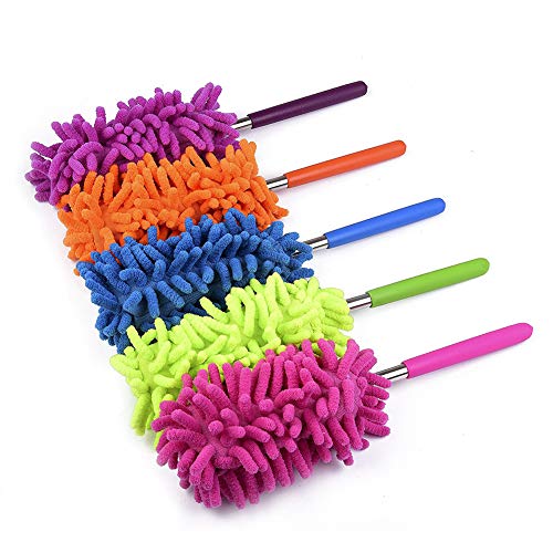 Washable Dusters for Cleaning, Phoenixes Feather Duster Extendable Dusting Wand 11"-30", Wet or Dry Use (5 Pcs)