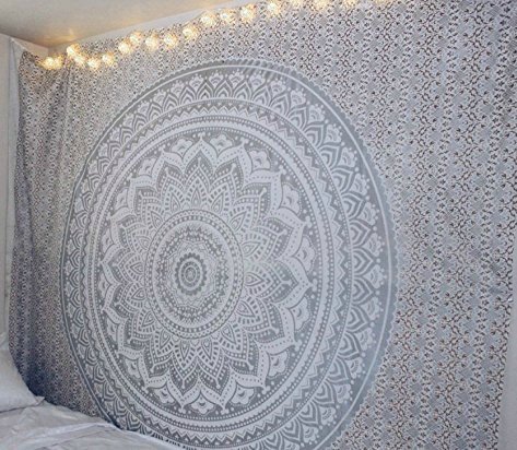 Book Cover Exclusive Twin Grey Ombre Tapestry by JaipurHandloom Ombre Bedding, Mandala Tapestry, Dorm Decor Indian Mandala Wall Art Hippie Wall Hanging Bohemian Bedspread