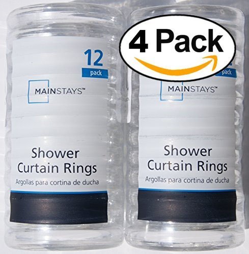 Book Cover Basic Plastic Shower Curtain Rings - Clear - 4 Pack