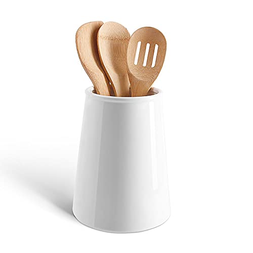 Sweese 801.101 Kitchen Utensil Holder, 7″ Large Porcelain Stable Utensil Caddy with Countertop Counter Utensil Organizer, Cooking Utensil Organizer Caddy for Farmhouse Kitchen Décor, White