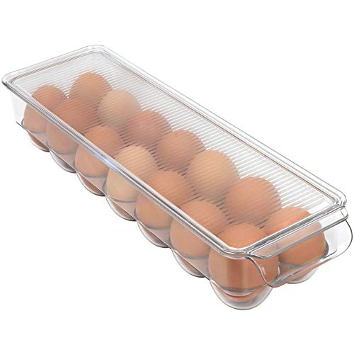 Greenco Stackable Refrigerator Egg Storage Bin With Lid, Stores 14 Eggs, Clear