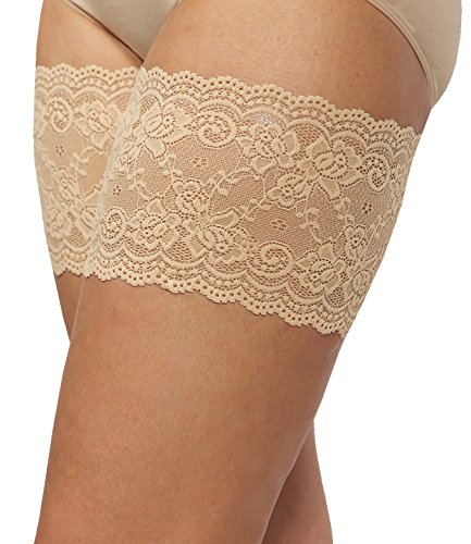 Bandelettes Original Patented Elastic Anti-Chafing Thigh Bands - Onyx Beige Size B (Medium)