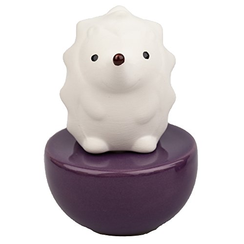 Lively Breeze Spiky Hedgehog, Non-Electric Ceramic Diffusers for Essential Oils and Aromatherapy Fragrance, White Ceramic Diffusers in Car or Desk Office Decor and Small Bathroom at Home, Purple Vase