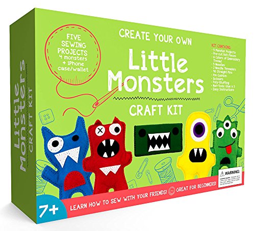 Little Monsters Beginners Sewing Kit - Awesome Gift for Girls & Boys Ages 7 to 13, Best Educational Craft Kit & Toys for Kids