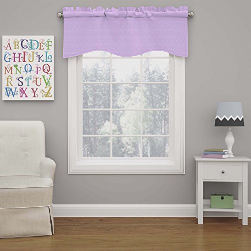 ECLIPSE Kendall Modern Scalloped Valance Rod Pocket Window Curtain for Kitchen or Bathroom, 42" x 18", Light Purple