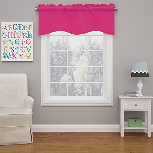 ECLIPSE Kendall Modern Scalloped Valance Rod Pocket Window Curtain for Kitchen or Bathroom , Raspberry, 42" x 18"