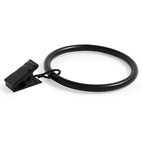 Ivilon Curtain Rings - Set of 14 Decorative Drapery Clip with Strong Clips 2" Diameter Color Black
