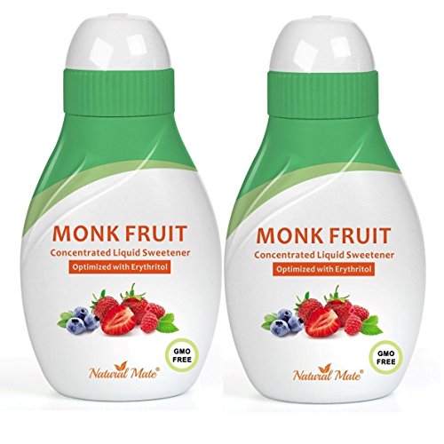 Monk Fruit Concentrated Liquid Sweetener (Optimized with Erythritol) 1.33 FL OZ (37 mL) â€“ 2 Pack