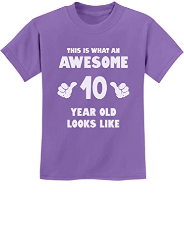 TeeStars - This Is What an Awesome 10 Year Old Looks Like Youth Kids T-Shirt -  Purple -